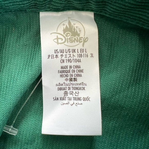 Disney Mickey Corduroy Button Shirt Size LARGE Men Long Sleeve Green Cotton NEW - Picture 5 of 11